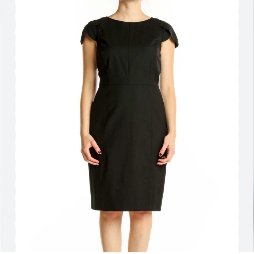 J. Crew Black Sheath Dress with Flutter Cap Sleeves